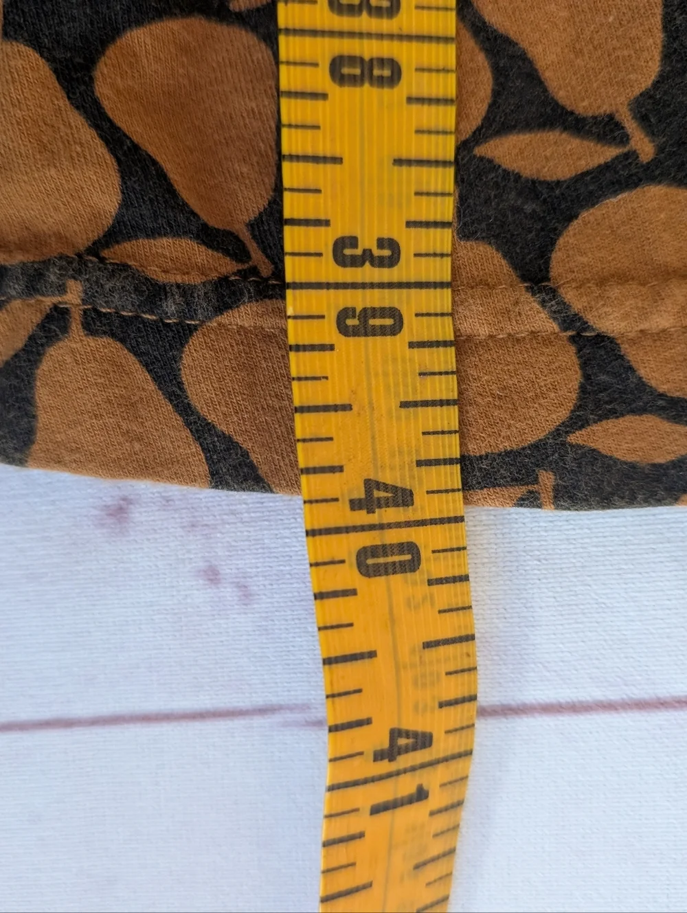 Effie’s Heart Pear Print Dress | Brown Jersey Knit Midi with Tie Waist XL - Picture 8 of 10